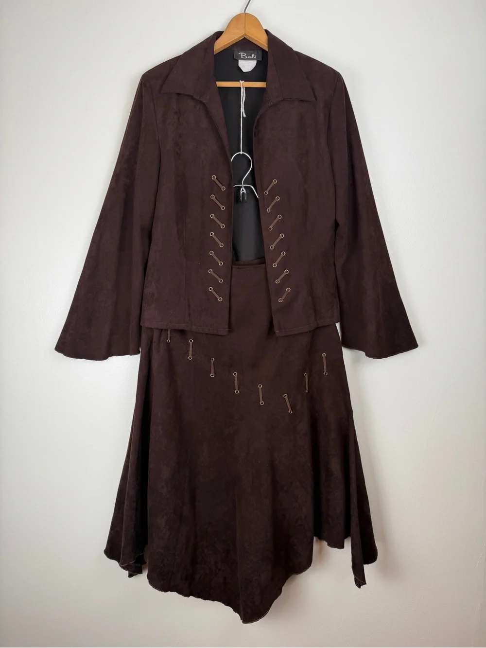 Vintage‎ Brown Faux Suede Jacket & Skirt Set Renaissance Festival Steampunk